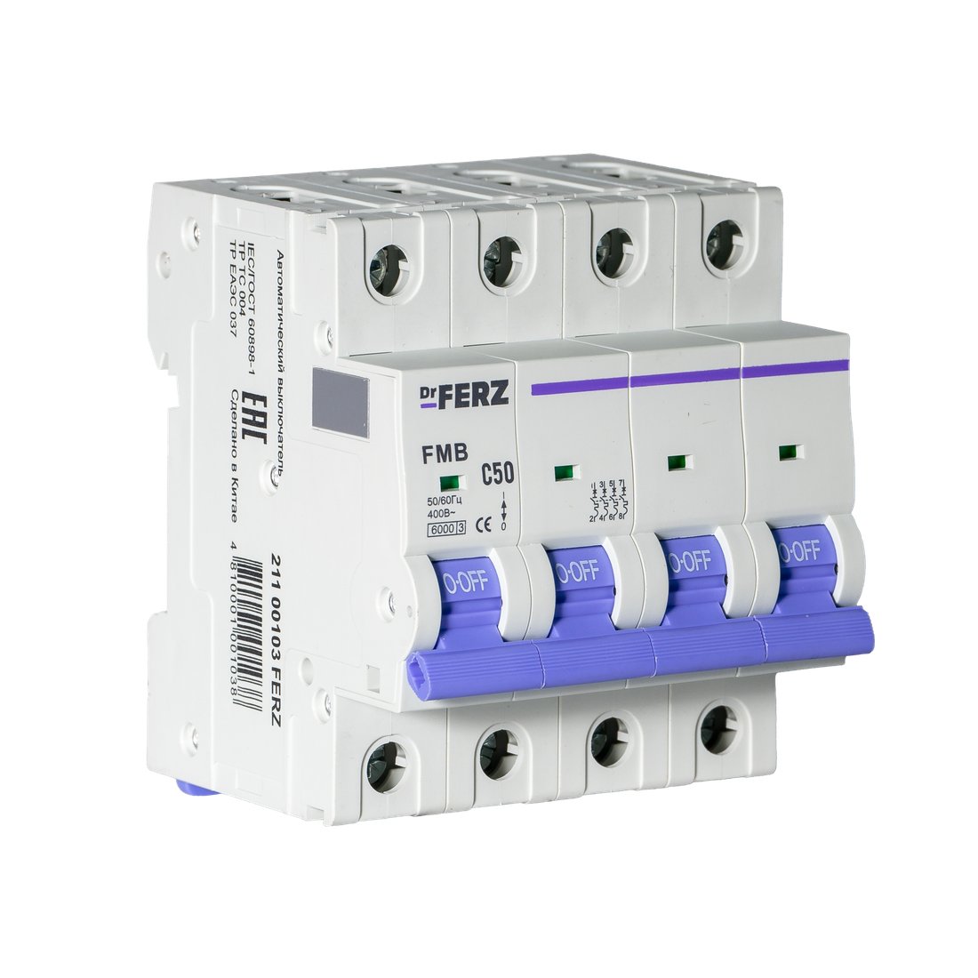 Выключатель автоматический Dr.Ferz FMB-C 6kA 4P 50 C 21100103FERZ