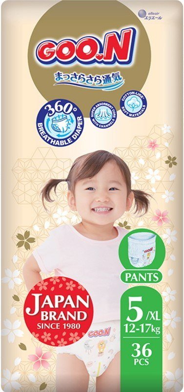 

Трусики-подгузники Goo.N Pants Premium Soft 5 XL 12-17 кг (36 шт)