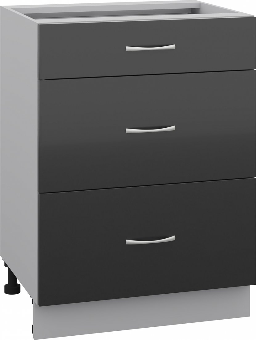 

Шкаф напольный Кортекс-мебель Корнелия Лира НШ60р3ш без столешницы (черный)