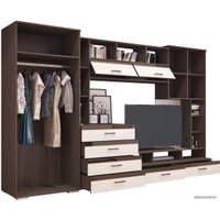 Стенка Горизонт Коста (МДФ венге-белый глянец)