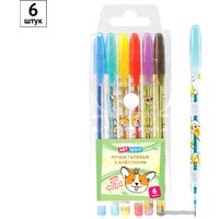 Набор гелевых ручек ArtSpace Милые зверушки с блестк. GPCA06_53142 (6 цв)