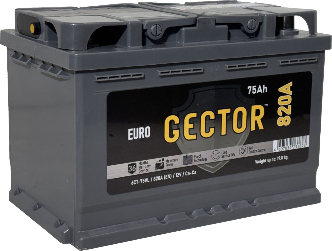 Автомобильный аккумулятор Gector 75 R (75 А·ч)