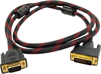 Кабель USBTOP DVI-I - VGA (1.5 м, черный/красный)
