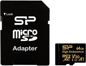 Карта памяти Silicon-Power Golden Series High Endurance microSDXC SP064GBSTXDV3V1HSP 64GB (с адаптером)