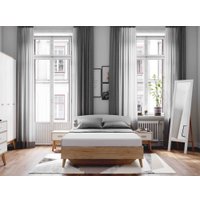 Кровать Мебельград Калгари 1600 (дуб натуральный светлый/белый матовый)