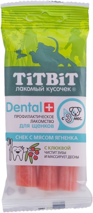 

Лакомство для собак TiTBiT Dental+ Снек с мясом ягненка и клюквой 50 г