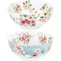 Набор салатников Elan Gallery Яблоневый цвет на голубом + Яблоневый цвет на белом 420786