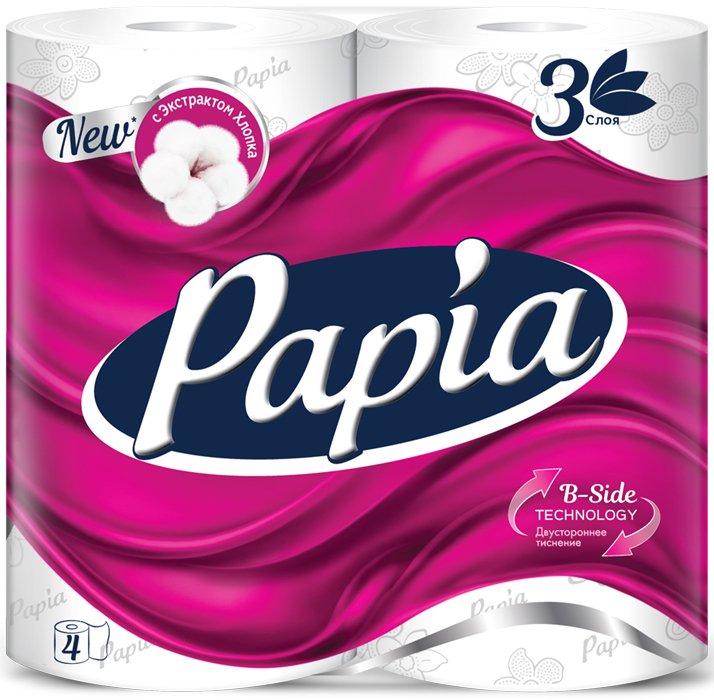 

Туалетная бумага Papia Белая (3 слоя, 4 рулона)
