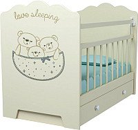 Классическая детская кроватка VDK Love Sleeping маятник с ящиком (слоновая кость)