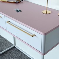 Туалетный столик без зеркала Shtabe Royal 5211 эко (зефир/белый/р.золото)