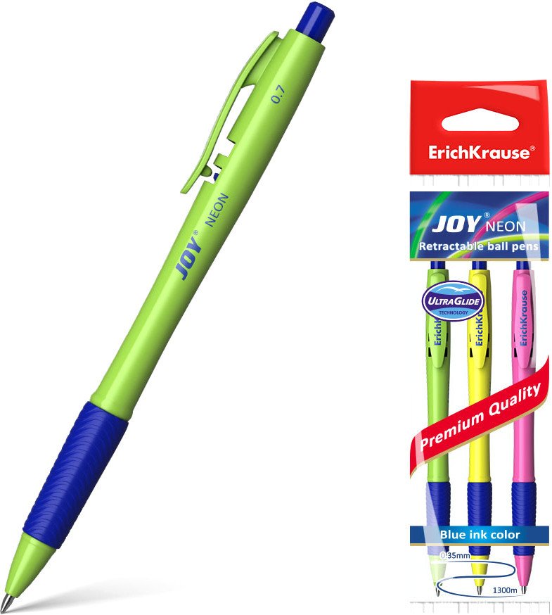 

Набор шариковых ручек Erich Krause Joy Neon Ultra Glide Technology синий 43344 (3 шт)