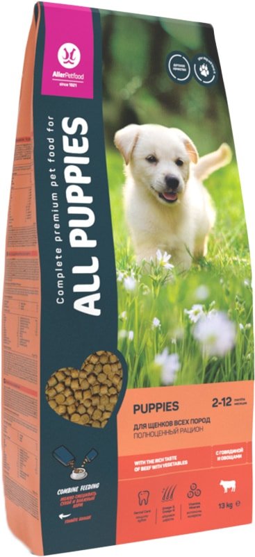 

Сухой корм для собак All Puppies с говядиной и овощами 13 кг