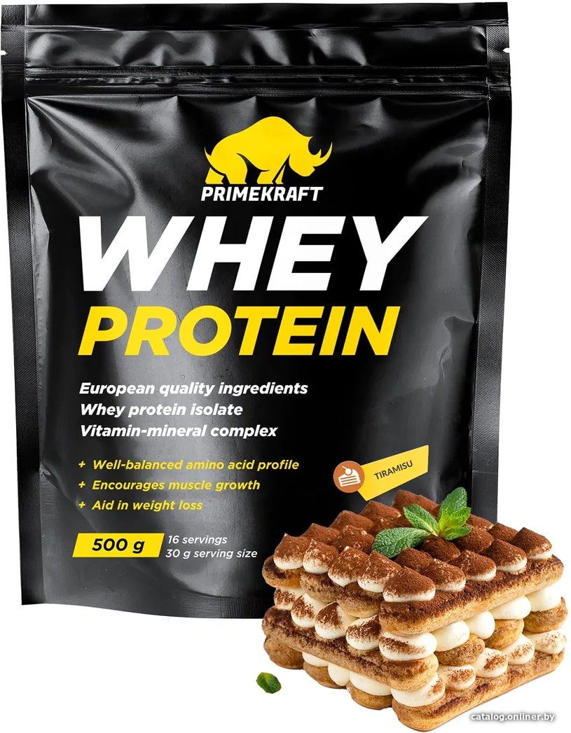 Протеин сывороточный (концентрат) Prime Kraft Whey Protein с витаминами и минералами (500г, тирамису)