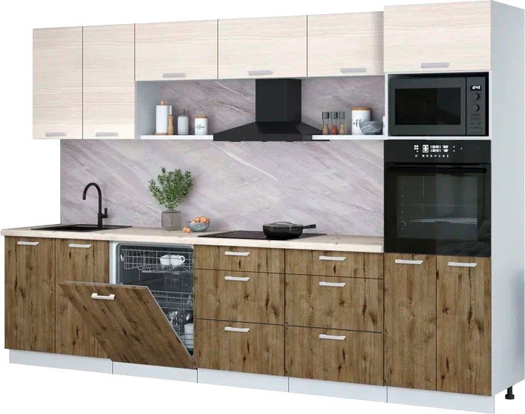 

Готовая кухня Интерлиния Мила Лайт 3.2-ПМ1 (вудлайн кремовый/дуб веллингтон/бискайская сосна)