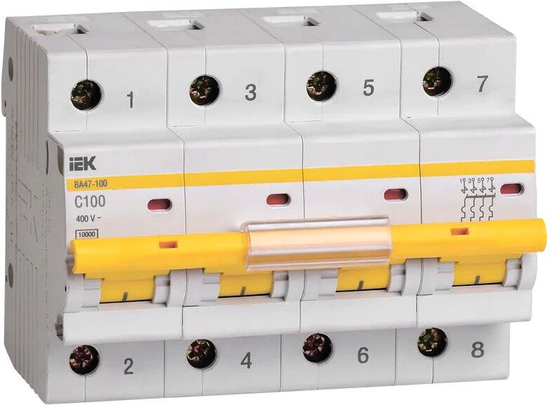 

Выключатель автоматический IEK ВА 47-100 100А 4P 10кА С MVA40-4-100-C