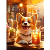 Алмазная мозаика  Феникс+ Корги с лимонадом 70818