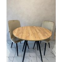 Кухонный стол ВВР Элип (дуб крафт золотой/черный конус, ЛДСП) в Бресте