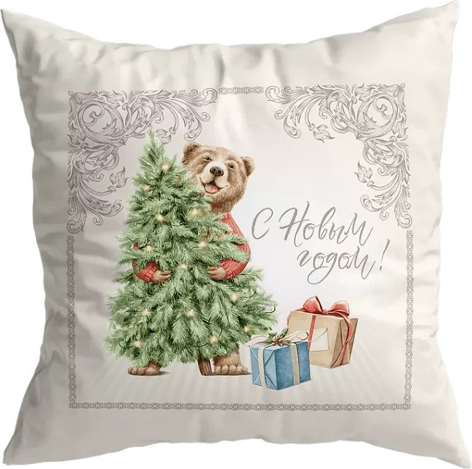 

Декоративная подушка Listelle Новогодняя шкатулка мишка с елкой 812701/2