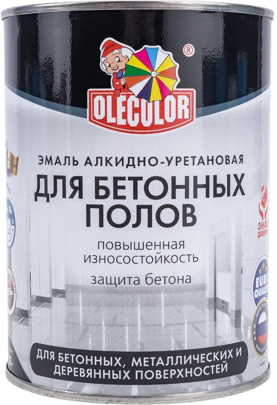 

Эмаль Olecolor Для бетонных полов алкидно-уретановая 0.8 кг (серый)
