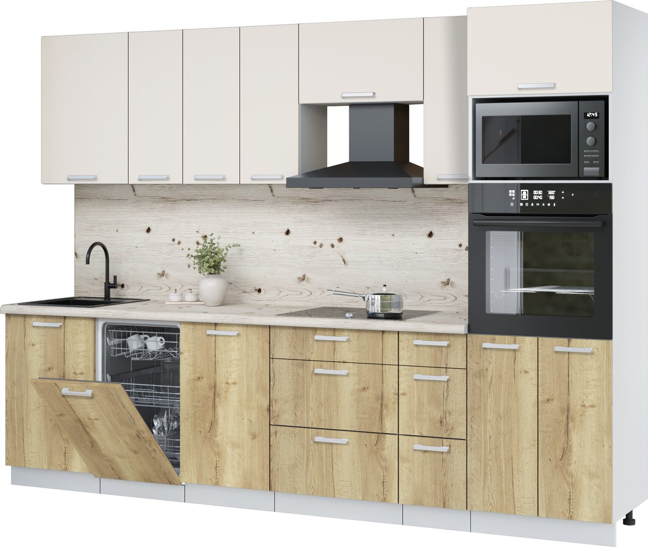 

Готовая кухня Интерлиния Мила Лайт 2.9-ПМ3 (персидский жемчуг/дуб золотой/бискайская сосна)