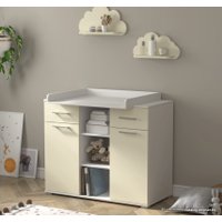Детский комод Интерлиния Toddler-2 + 2 полки (белый/слоновая кость)