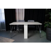 Стол-книга Stoloff Мечта 1600x850 (белый/сосна лофт, опоры складные, углы закругленные с роликами и ручками)