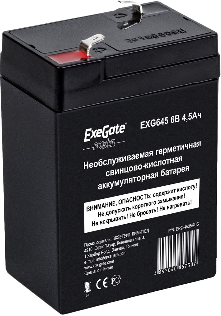 

Аккумулятор для ИБП ExeGate Power EXG 645 (6В/4.5 А·ч) [EP234535RUS]