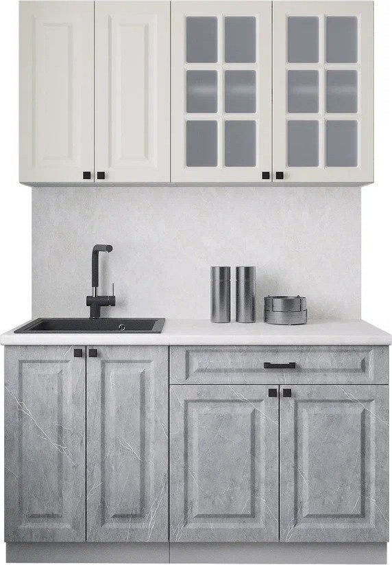 

Готовая кухня Интерлиния Мила Деко 1.4А (керамика/белый/опал светлый)