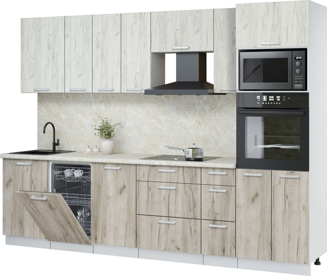 

Готовая кухня Интерлиния Мила Лайт 2.9-ПМ3 (дуб белый/дуб серый/опал светлый)