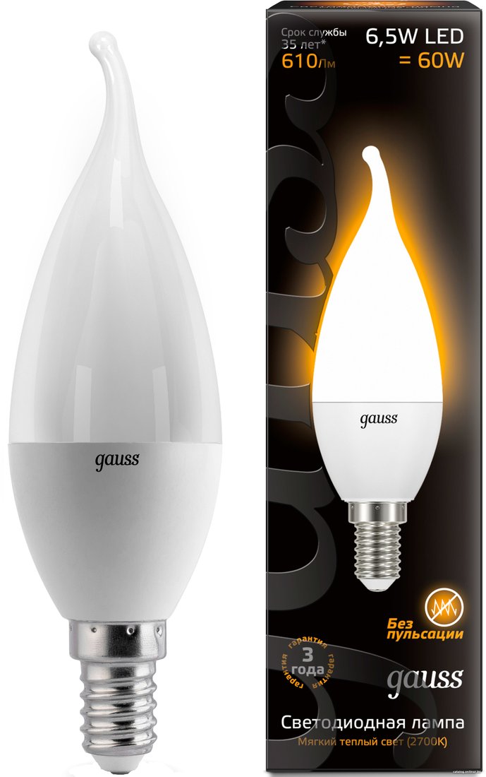 Светодиодная лампочка Gauss E14 6.5Вт 2700К [104101107]