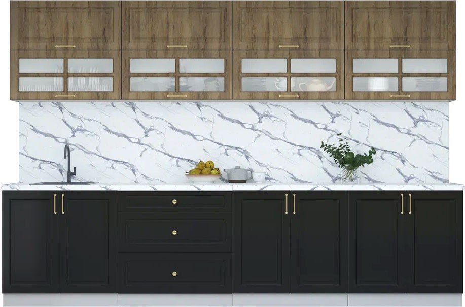 

Кухонный модуль Интерлиния Мила Шато 3.2А (дуб вотан/черный/белый гранит)