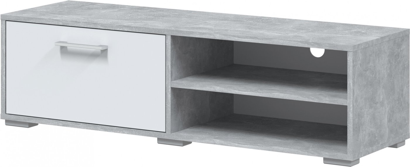 

Тумба Интерлиния Под ТВ (белый платинум/бетон)