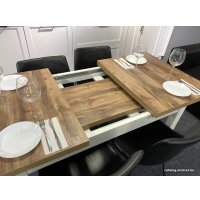 Кухонный стол Senira Кастусь 110-145x70 (береза сандал/белый)