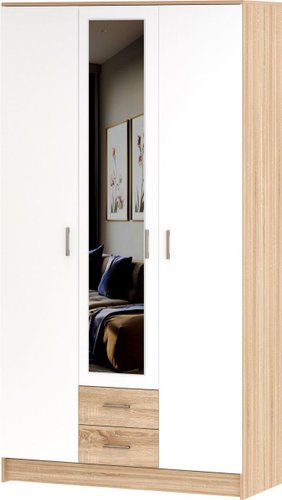 Шкаф распашной Памир Беатрис Трио (дуб сонома/белый глянец)