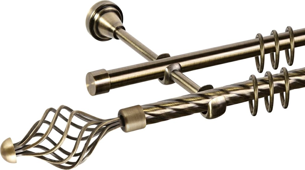 

Карниз для штор АС ФОРОС Grace D19К/19Г + наконечники Ажур (2м, антик)