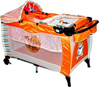 Манеж-кровать Baby Prestige Delux 2 уровня (оранжевый)