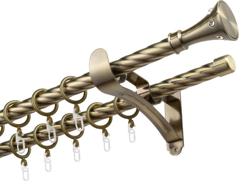 

Карниз для штор Sundays Home Лайт Эридан 19мм+19мм двухрядный (витой, антик, 3.2м)