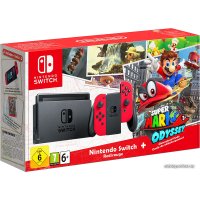 Игровая приставка Nintendo Switch + Super Mario Odyssey (красный)