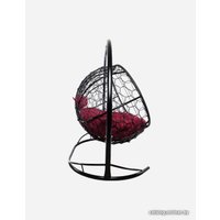 Подвесной диван M-Group Лежебока 11180402 (с черным ротангом/бордовая подушка)