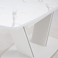 Кухонный стол Аврора Дрезден 130-161.5x80 (камень белый/белый)