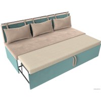 Диван Лига диванов Метро 105007 (велюр бежевый/бирюзовый)