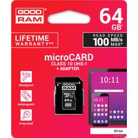 Карта памяти GOODRAM M1AA microSDXC M1AA-0640R12 64GB (с адаптером)