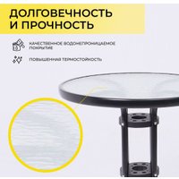 Стол AksHome Verona 60x73 (сталь-черная/закаленное стекло)