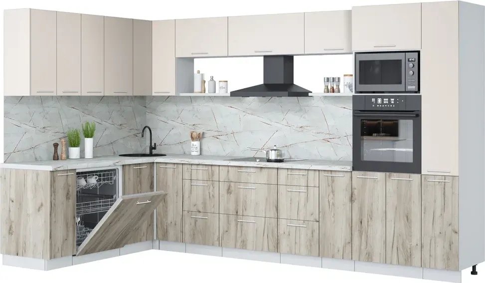 

Готовая кухня Интерлиния Мила Лайт 1.896х3.48 (персидский жемчуг/дуб серый/серый каспий)