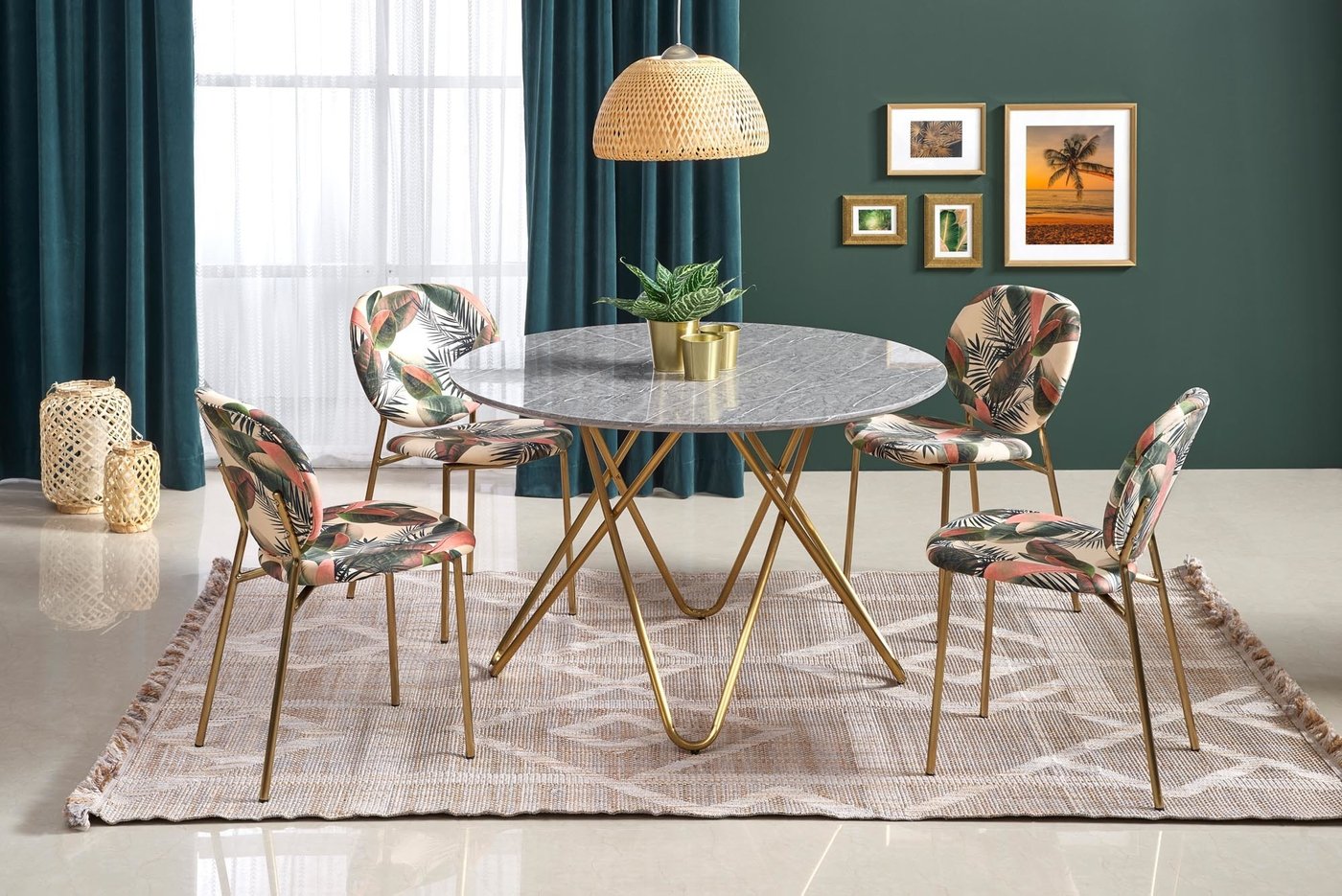 

Кухонный стол Halmar Bonello 120x120 (мрамор/золотой)
