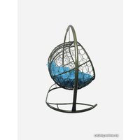 Подвесной диван M-Group Лежебока 11180303 (с серым ротангом/голубая подушка)