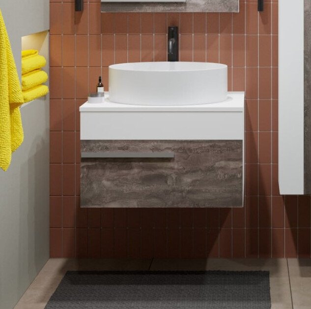 

Runo Тумба под умывальник Вудлайн 65 (подвесная, железный камень)