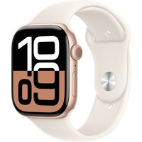 Умные часы Apple Watch Series 10 46 мм (алюминиевый корпус, розовое золото/звездный свет, спортивный силиконовый ремешок M/L)