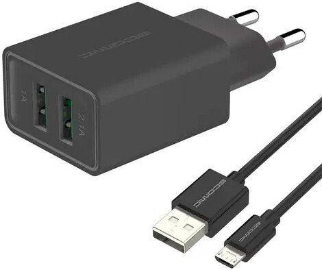 Сетевое зарядное Atomic U207 microUSB (черный)