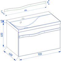  Lauter Тумба под умывальник Eva 69 (белый глянец, ручка из матовой стали)